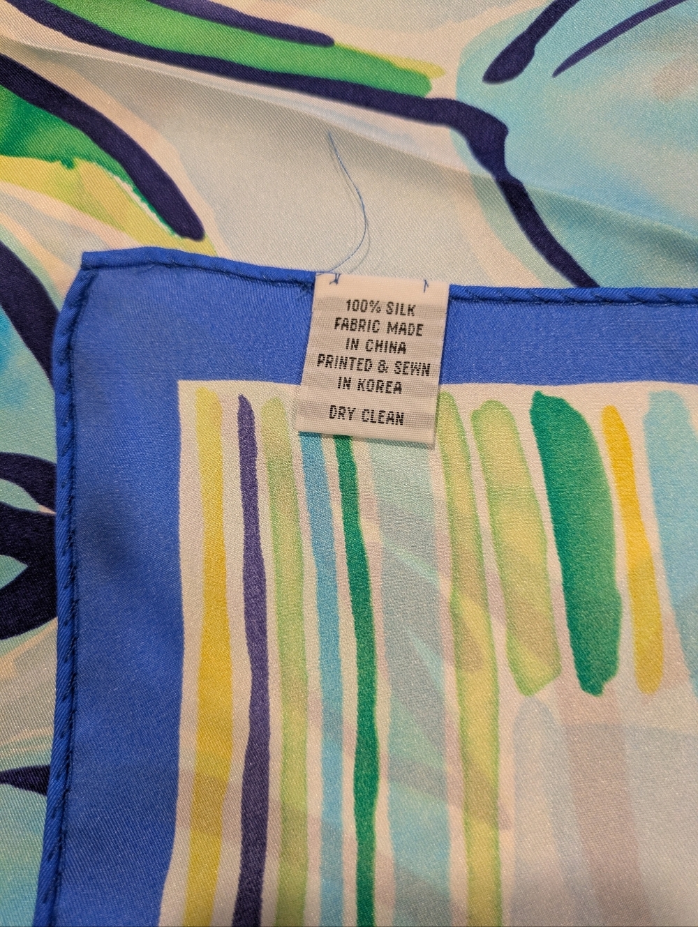 Blue Tulip Square Silk Scarf - Floral Print - Picture 2 of 3